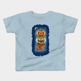 Halloween Pumpkin with Cats Head Kids T-Shirt